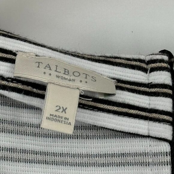Talbots Woman Striped Black White Top 3/4 sleeve Size 2X  cotton stretch - Picture 2 of 9